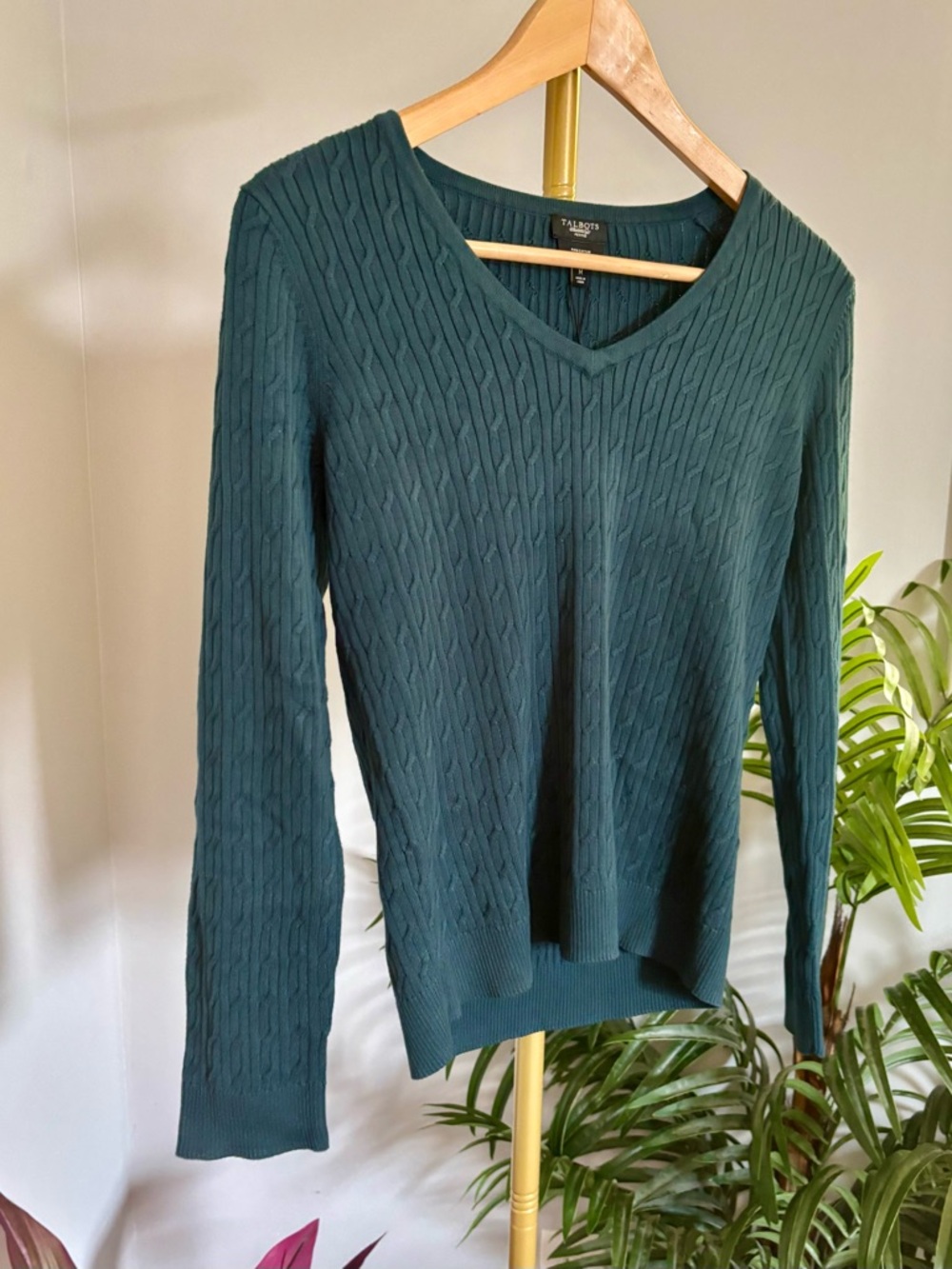 Talbots Teal Cable Knit Sweater